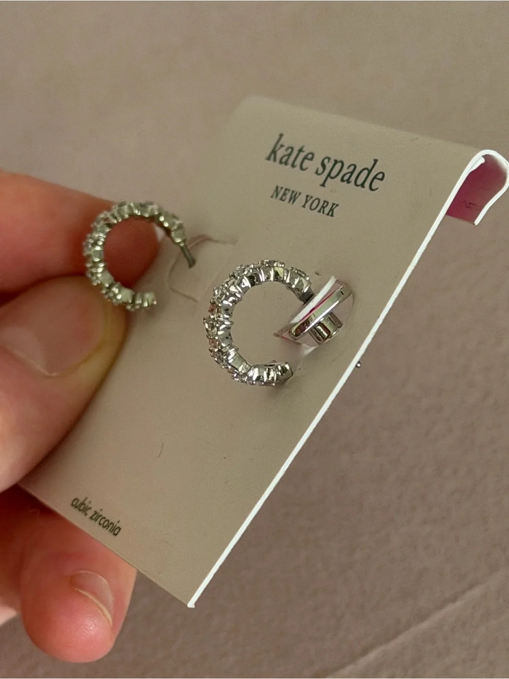 NWT Kate Spade Starring Clear Crystal Star Silver Huggie Hoop Earrings 💫